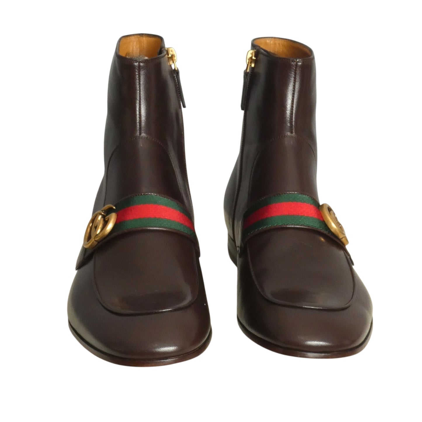 GUCCI- 2017 Brown Leather "Donnie" Ankle Boots, Size-11