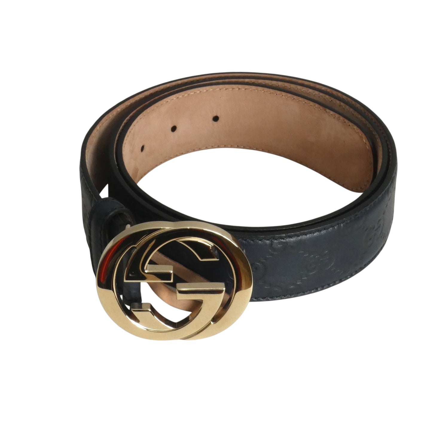 GUCCI- NIB Black Leather Supreme Logo Belt, Size 40