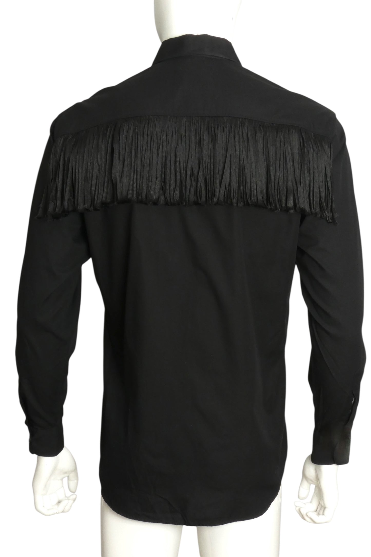 CHEAP & CHIC MOSCHINO- NWT 2002 Black Fringe L/S Shirt, Size Small