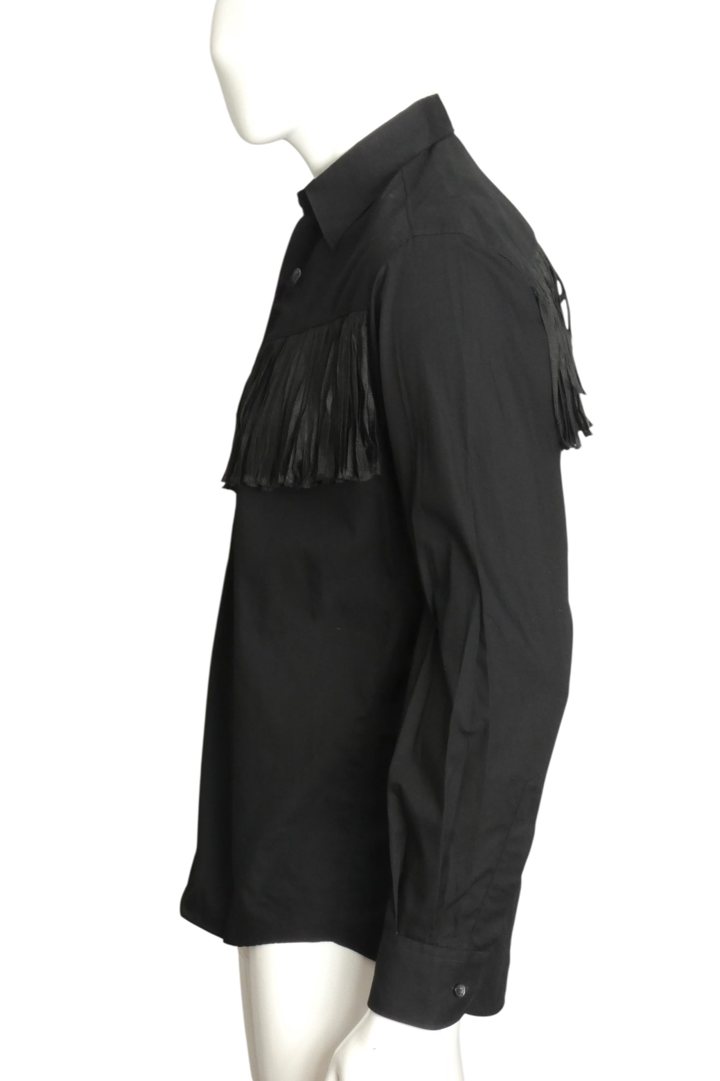 CHEAP & CHIC MOSCHINO- NWT 2002 Black Fringe L/S Shirt, Size Small
