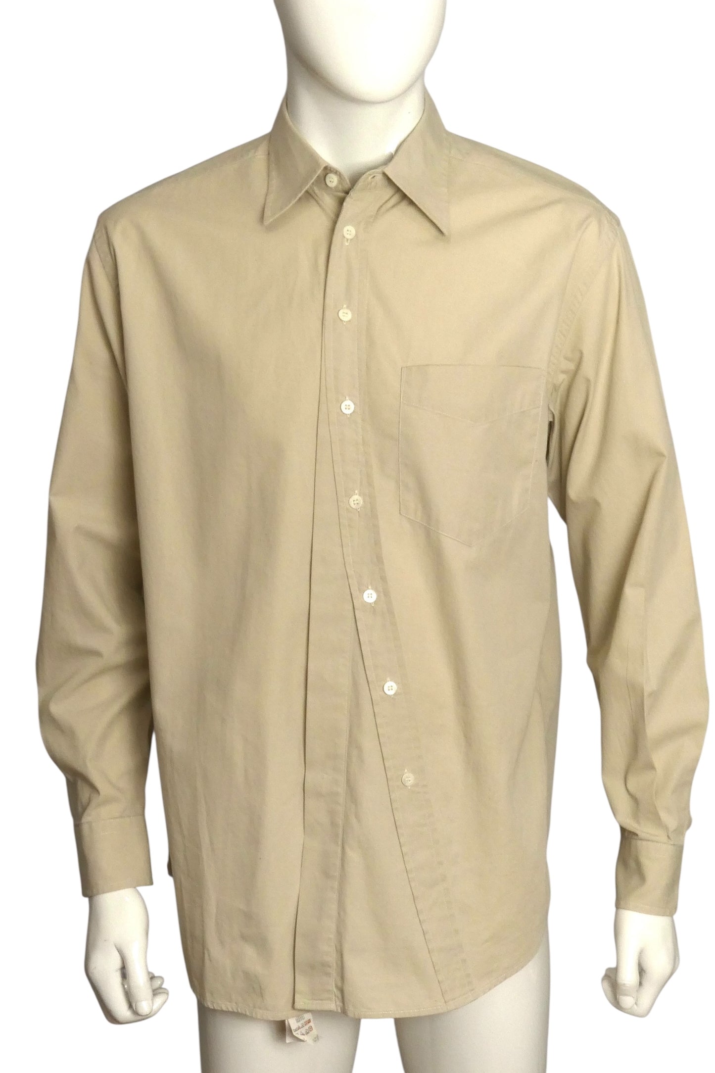 MOSCHINO- Tan Angled Placket Shirt, Size XL