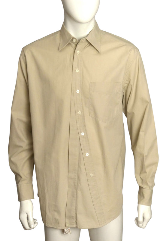 MOSCHINO- Tan Angled Placket Shirt, Size XL