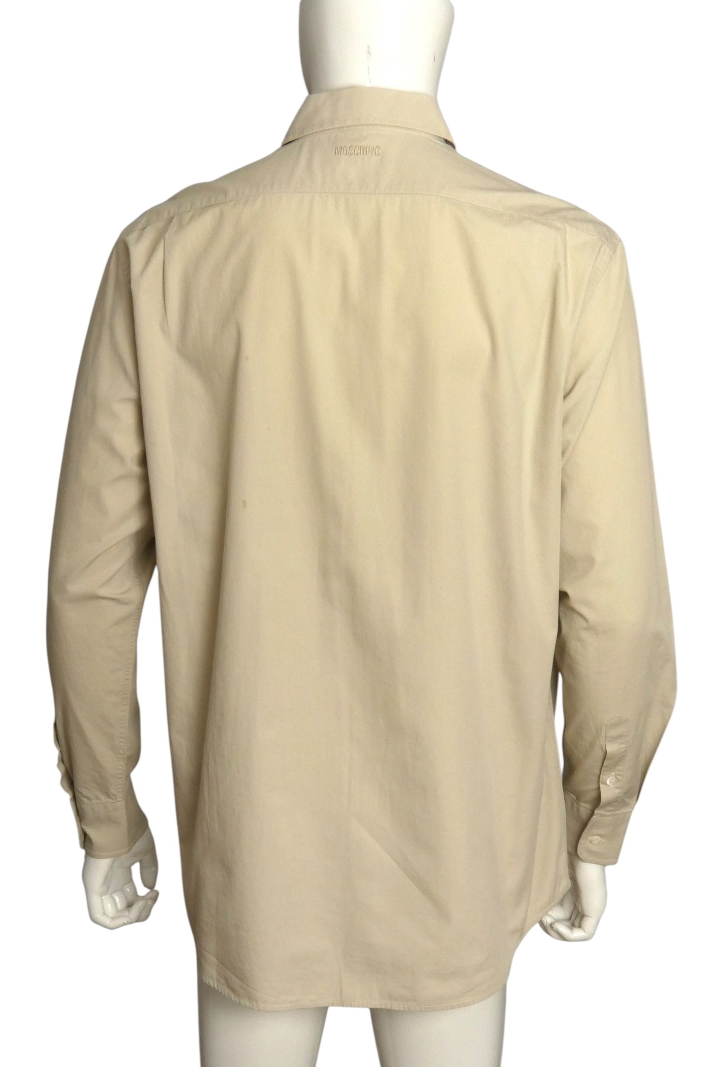 MOSCHINO- Tan Angled Placket Shirt, Size XL