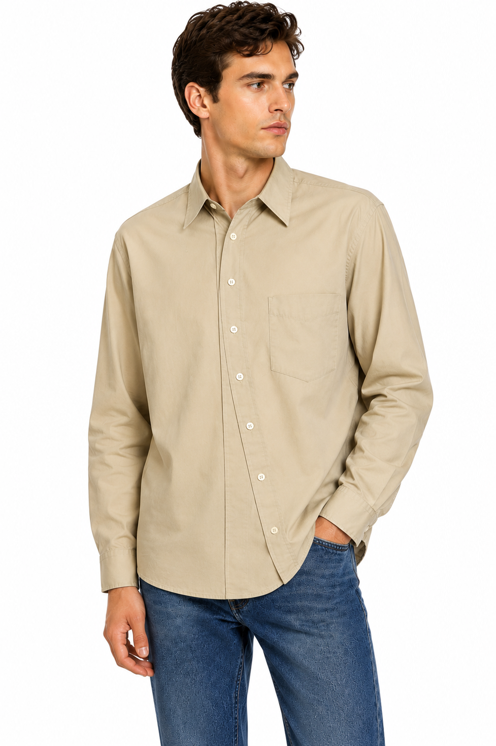 MOSCHINO - Angled Placket Shirt, Size XL
