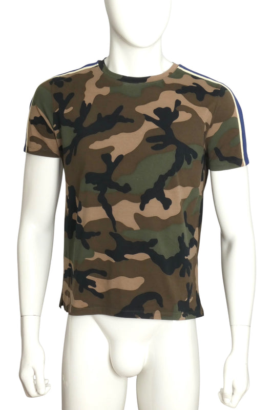 VALENTINO- Camo Print Cotton T-Shirt, Size Medium
