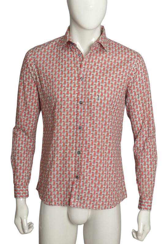 MOSCHINO JEANS- 1990s L/S Cotton Novelty Print Shirt, Size Large