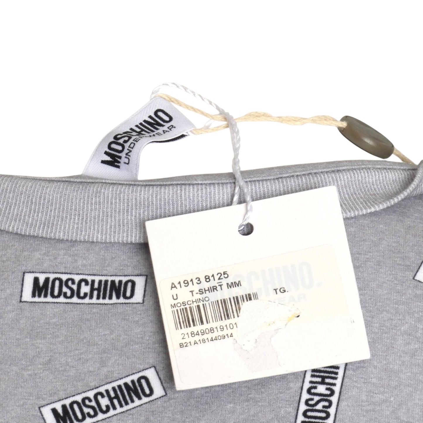 MOSCHINO UNDERWEAR-  NWT Grey Graphic Print T-Shirt, Size XS