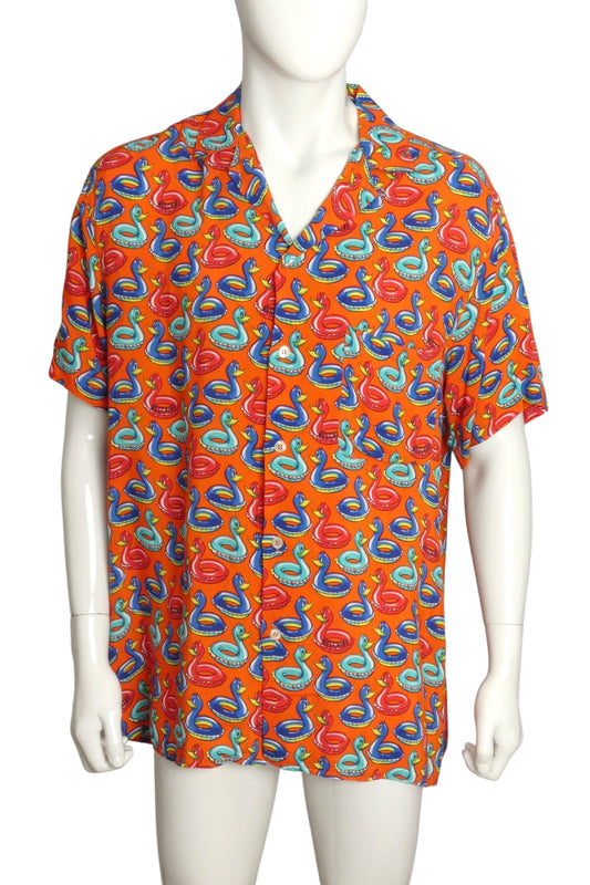 MOSCHINO- 1990s Pool Float S/S Camp Shirt, Size Large