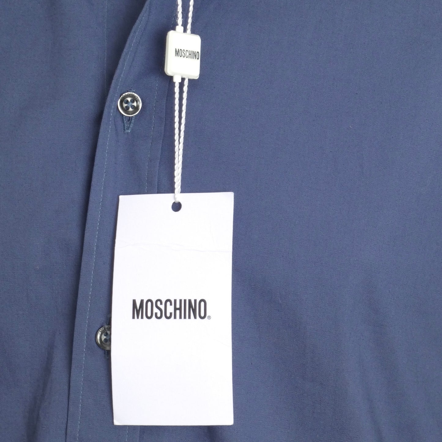 MOSCHINO- NWT Blue Twill L/S Shirt, Size Medium