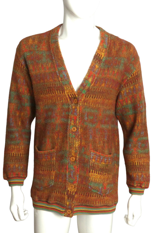 MOSCHINO JEANS- 1990s Multi Color Wool Cardigan, Size Small