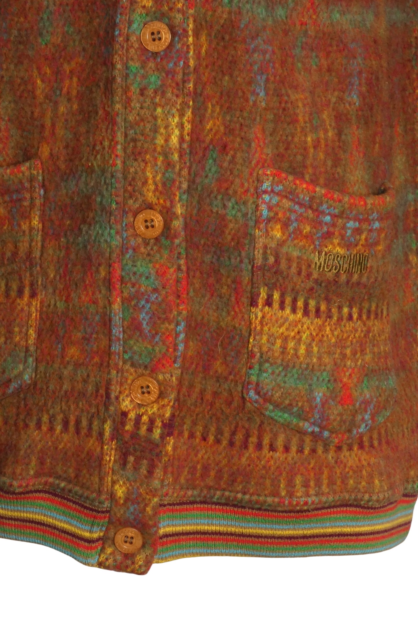 MOSCHINO JEANS- 1990s Multi Color Wool Cardigan, Size Small