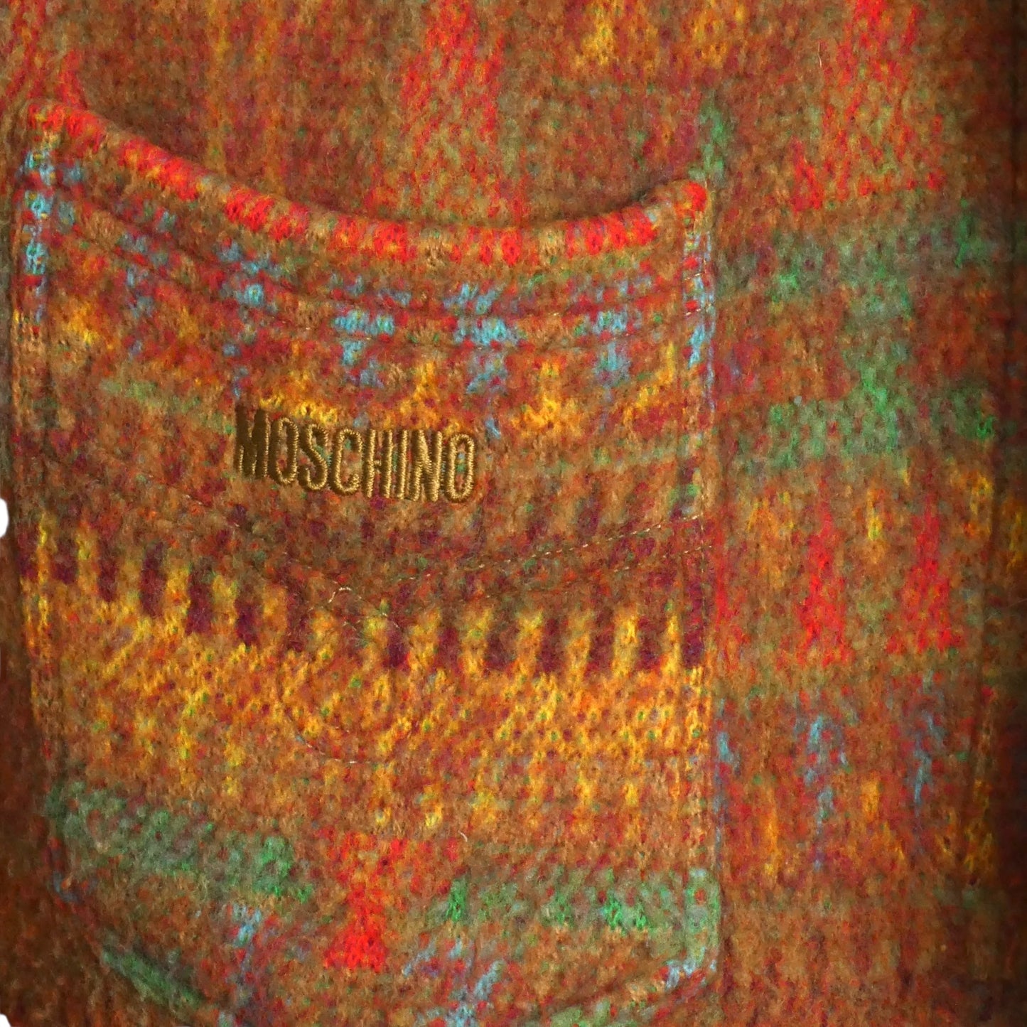 MOSCHINO JEANS- 1990s Multi Color Wool Cardigan, Size Small