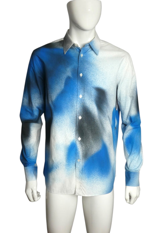 ALEXANDER MCQUEEN- 2022 L/S Spray Paint Cotton Shirt, Size Large