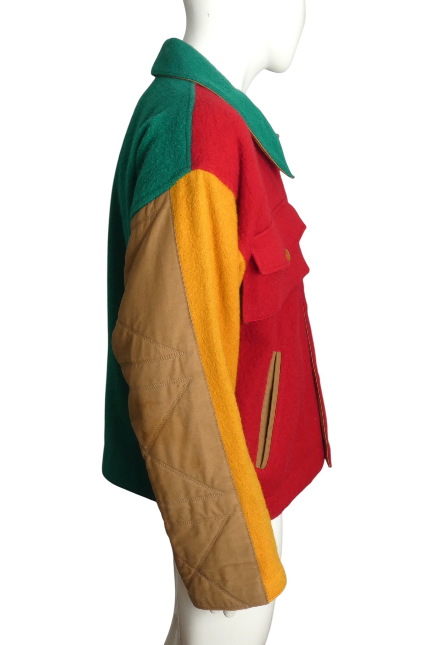 JEAN CHARLES DE CASTELBAJAC- 1980s Wool Colorblock Jacket, Size XL