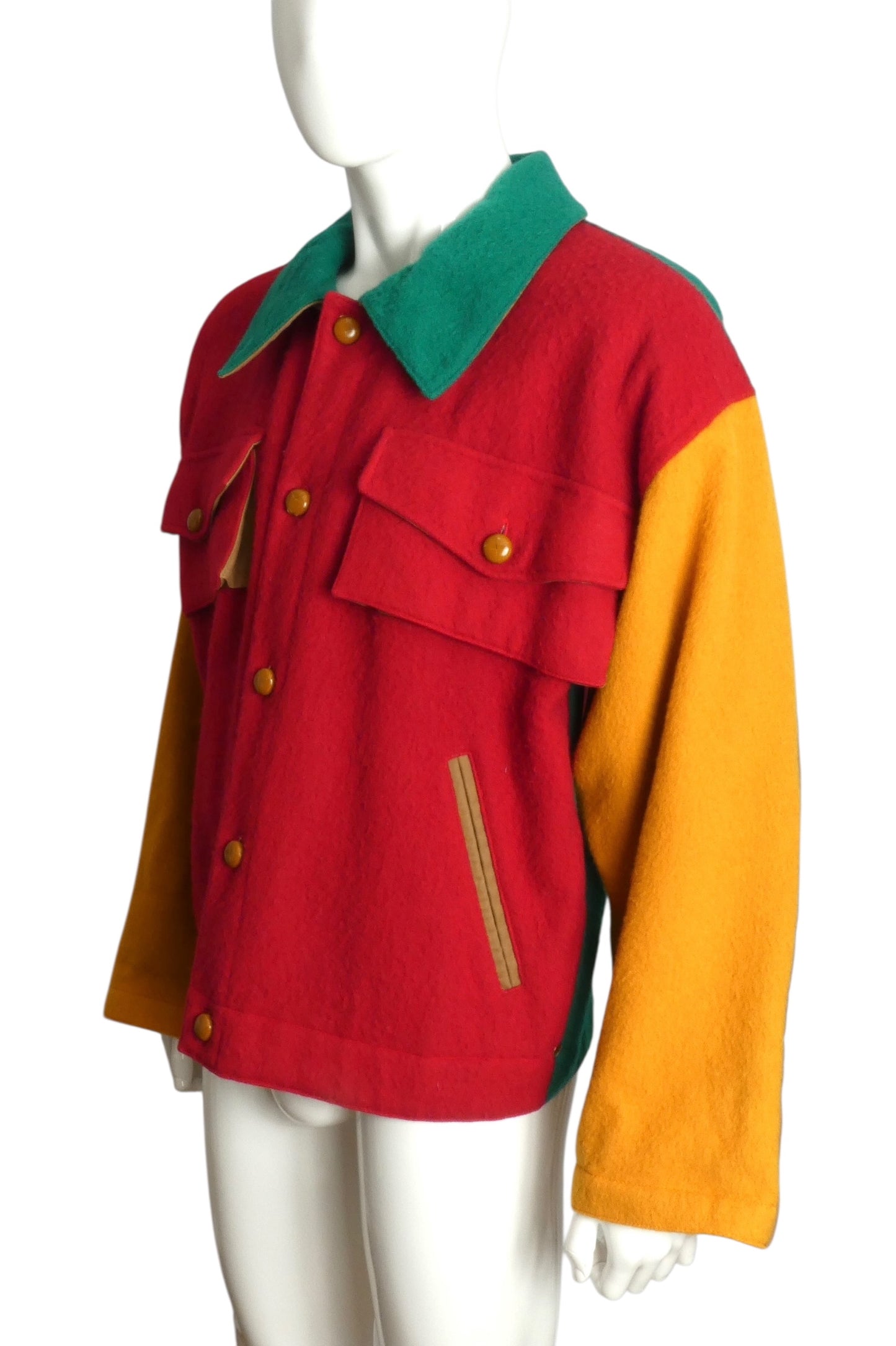 JEAN CHARLES DE CASTELBAJAC- 1980s Wool Colorblock Jacket, Size XL
