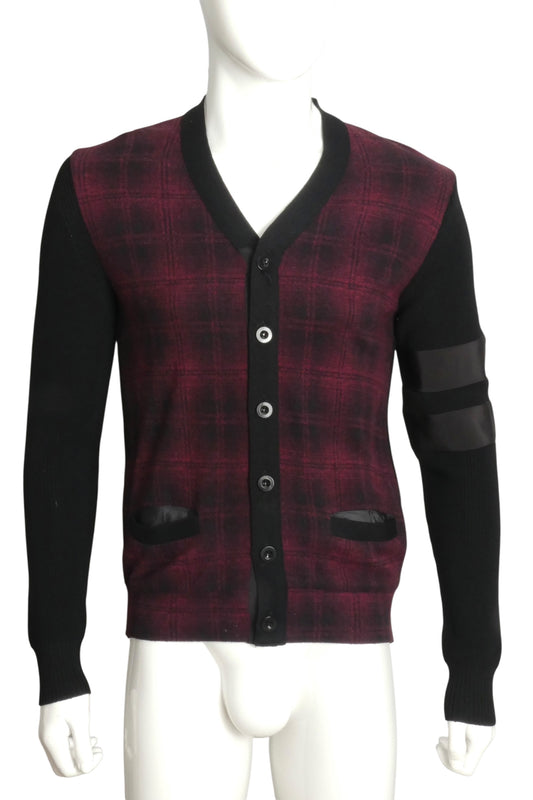 SACAI- Plaid Cotton Cardigan Sweater, Size Large