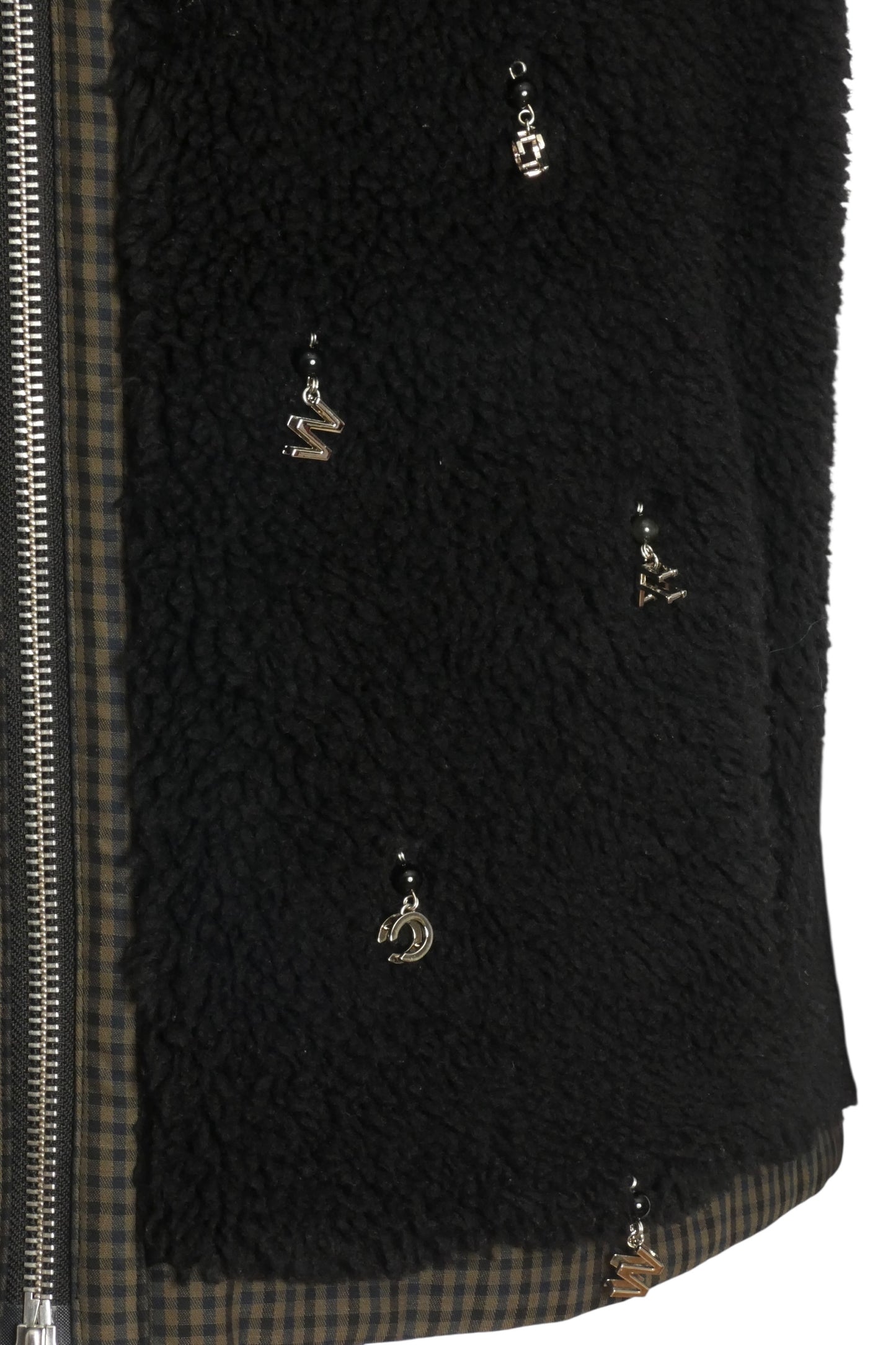 FENG CHEN WANG- 2022 Black Faux Fur Charm Vest, Size XL