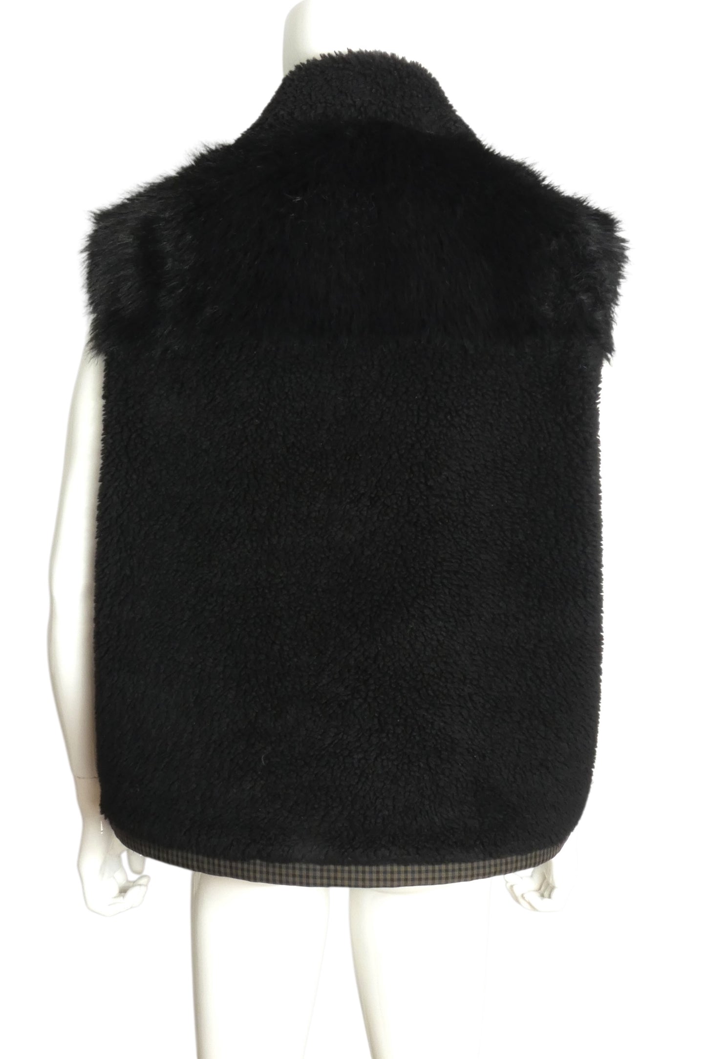 FENG CHEN WANG- 2022 Black Faux Fur Charm Vest, Size XL