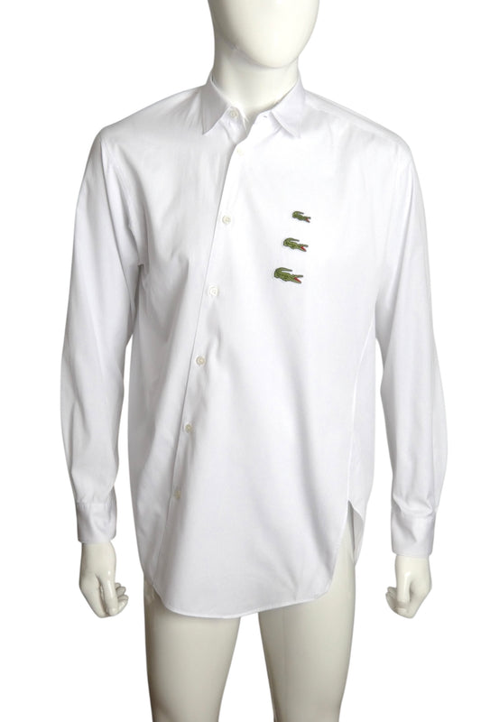 LACOSTE X COMME DES GARCONS- 2023 White Asymmetrical Shirt, Size Large