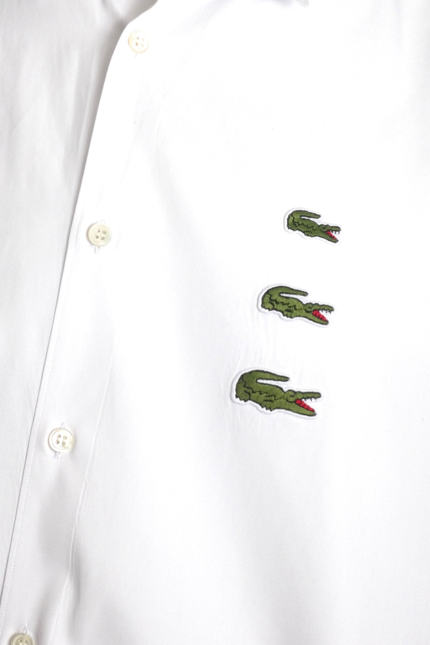 LACOSTE X COMME DES GARCONS- 2023 White Asymmetrical Shirt, Size Large