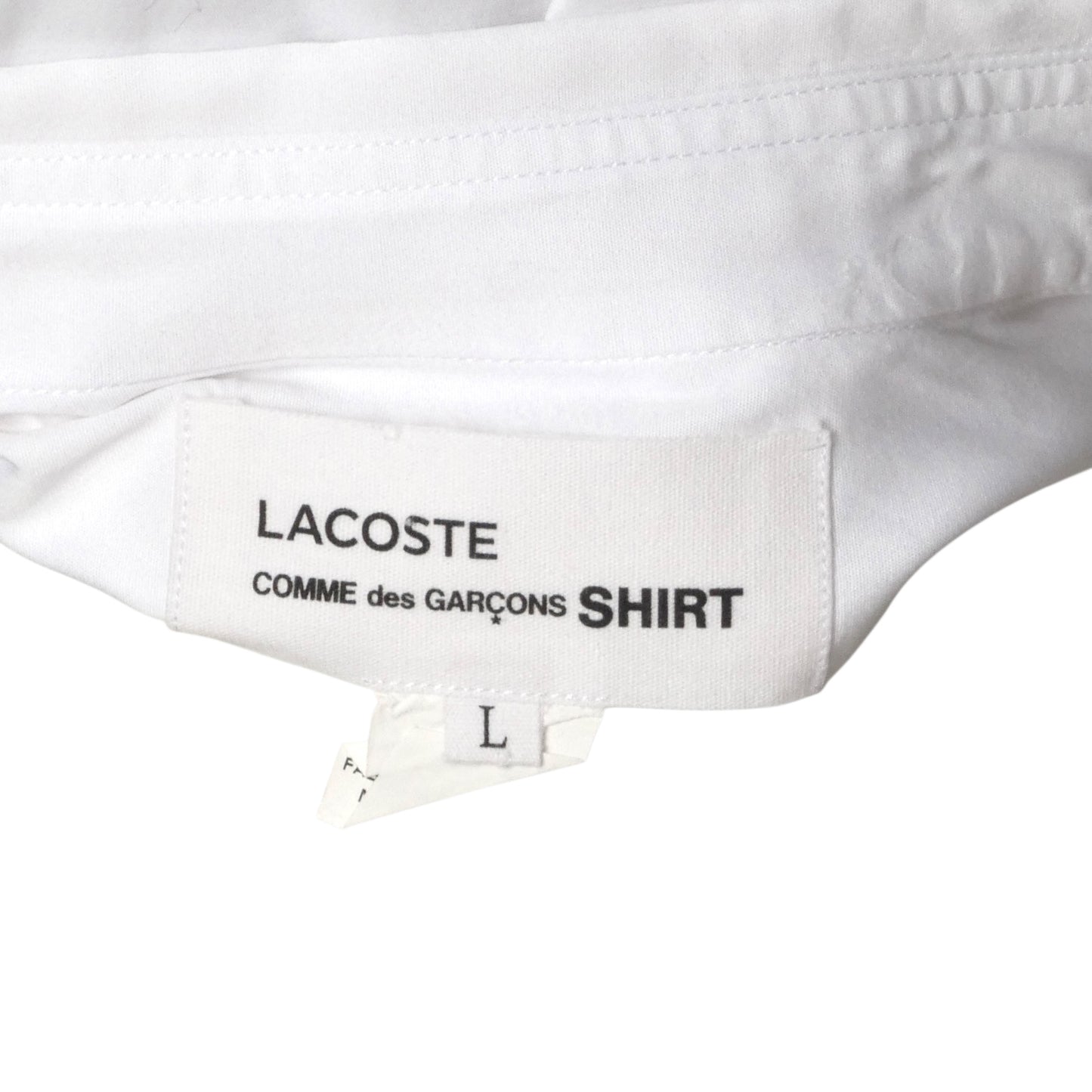 LACOSTE X COMME DES GARCONS- 2023 White Asymmetrical Shirt, Size Large