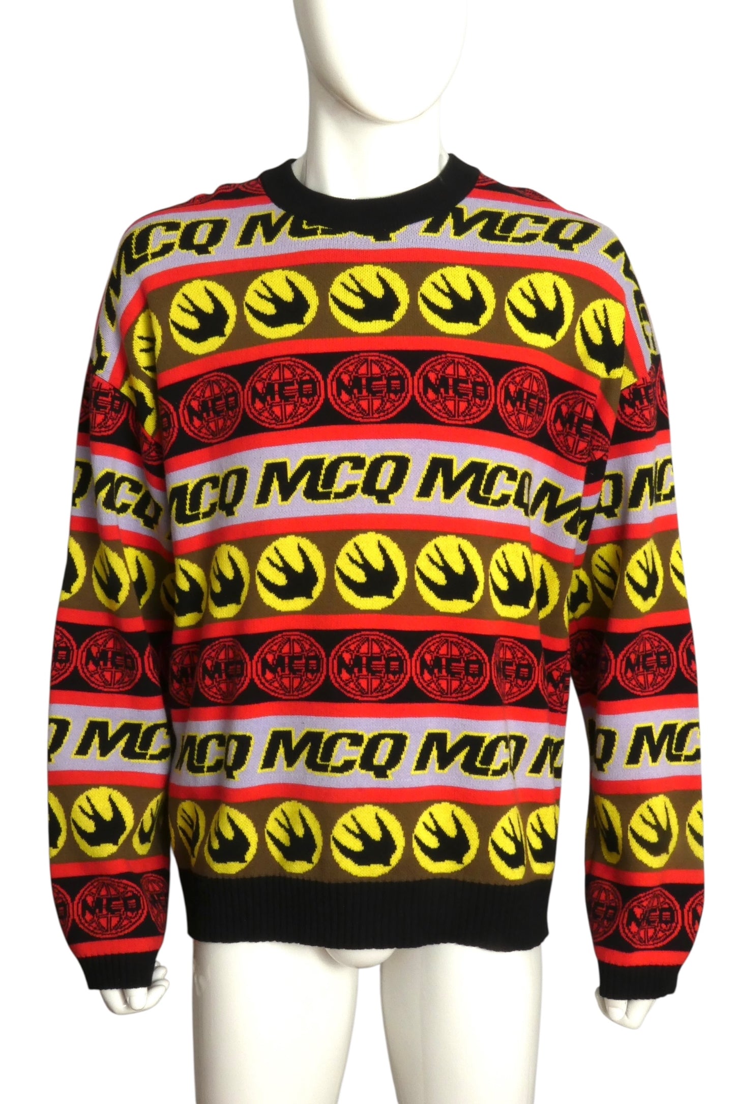 MCQ- 2019 Graphic Print Cotton Sweater, Size Large