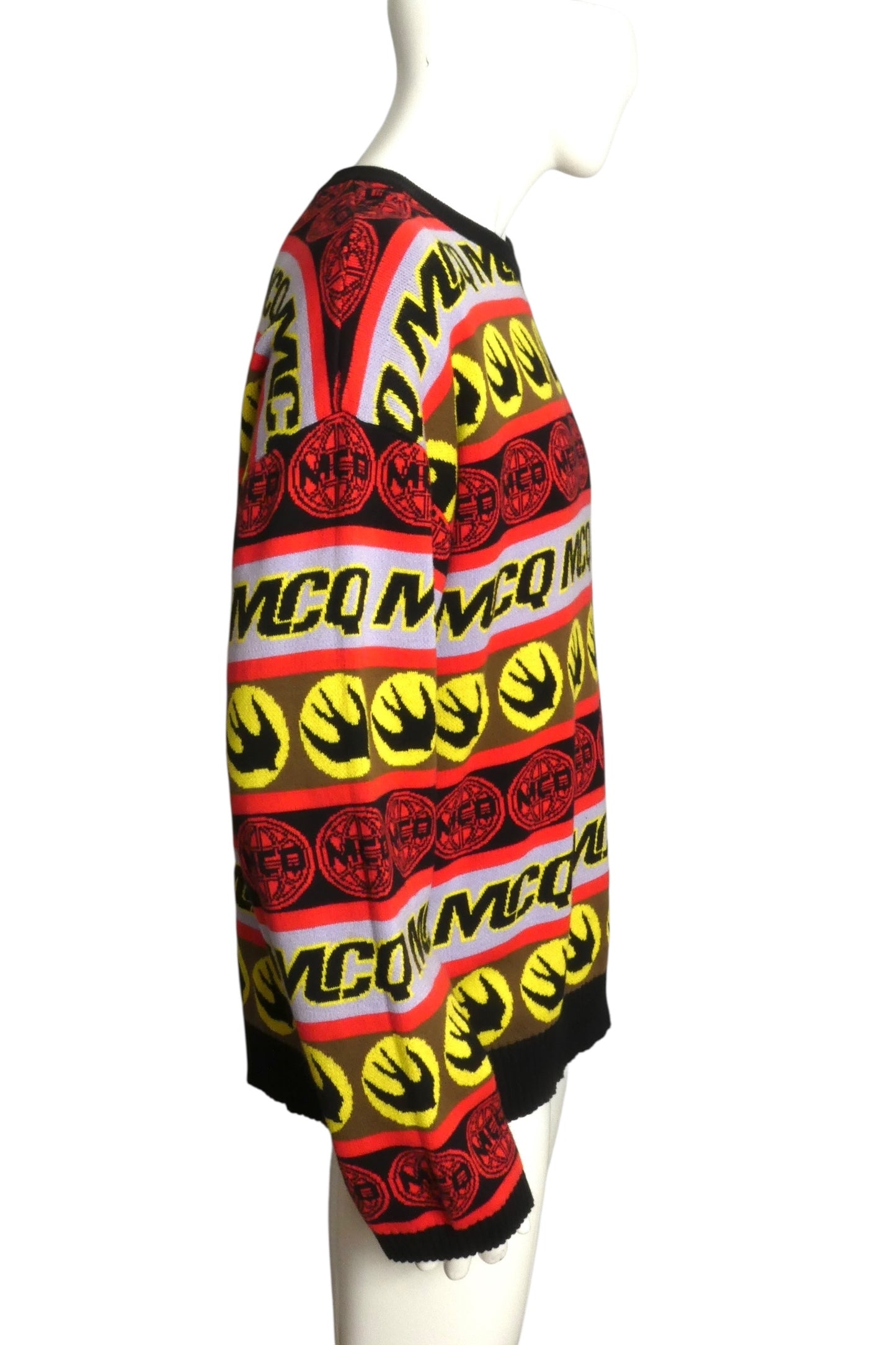 MCQ- 2019 Graphic Print Cotton Sweater, Size Large