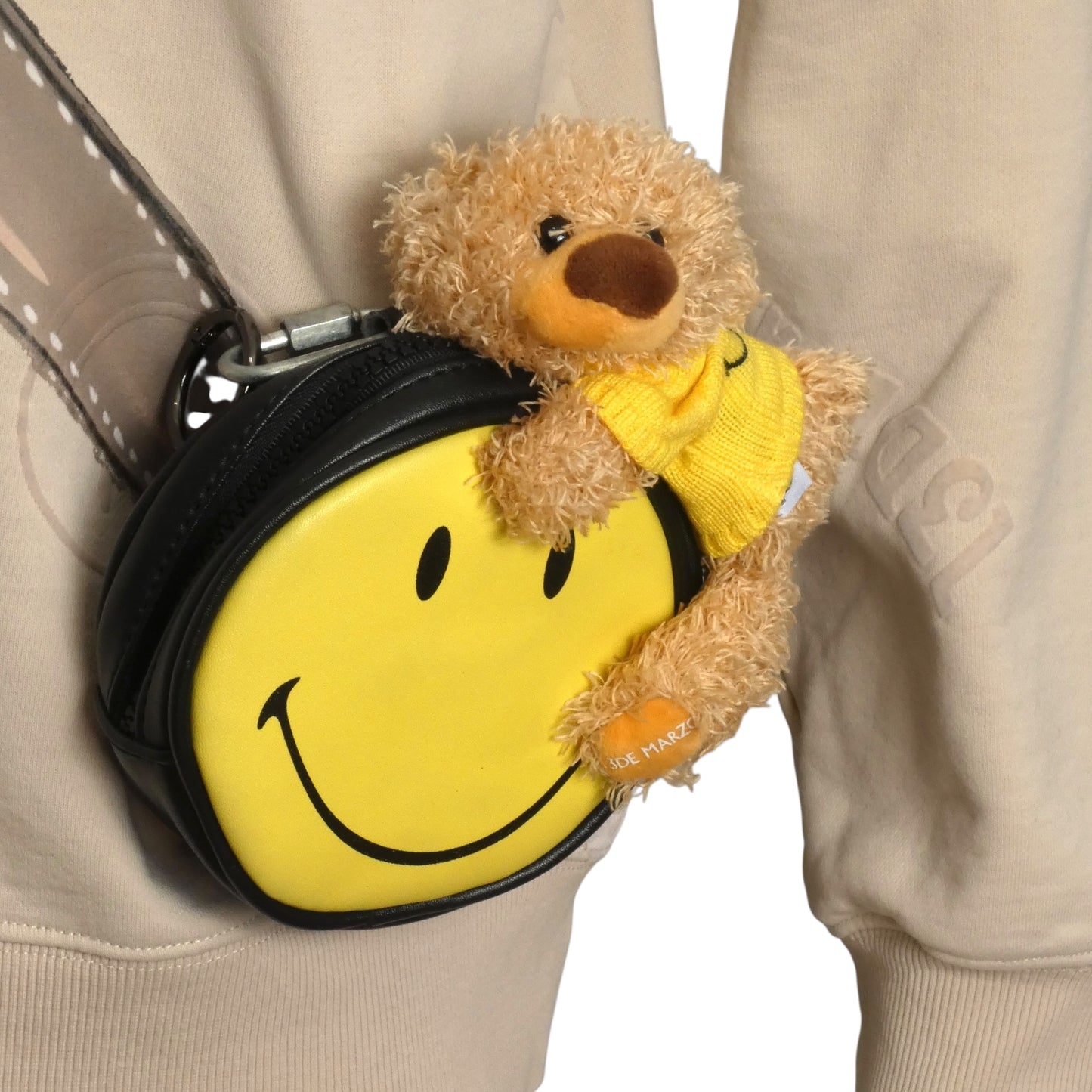 13DE MARZO X SMILEY- Cross Body Teddy Bear Sweatshirt, Size Medium