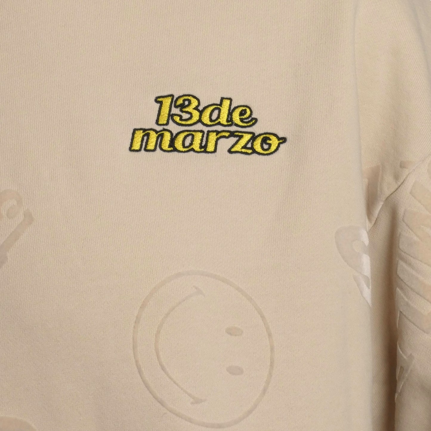 13DE MARZO X SMILEY- Cross Body Teddy Bear Sweatshirt, Size Medium
