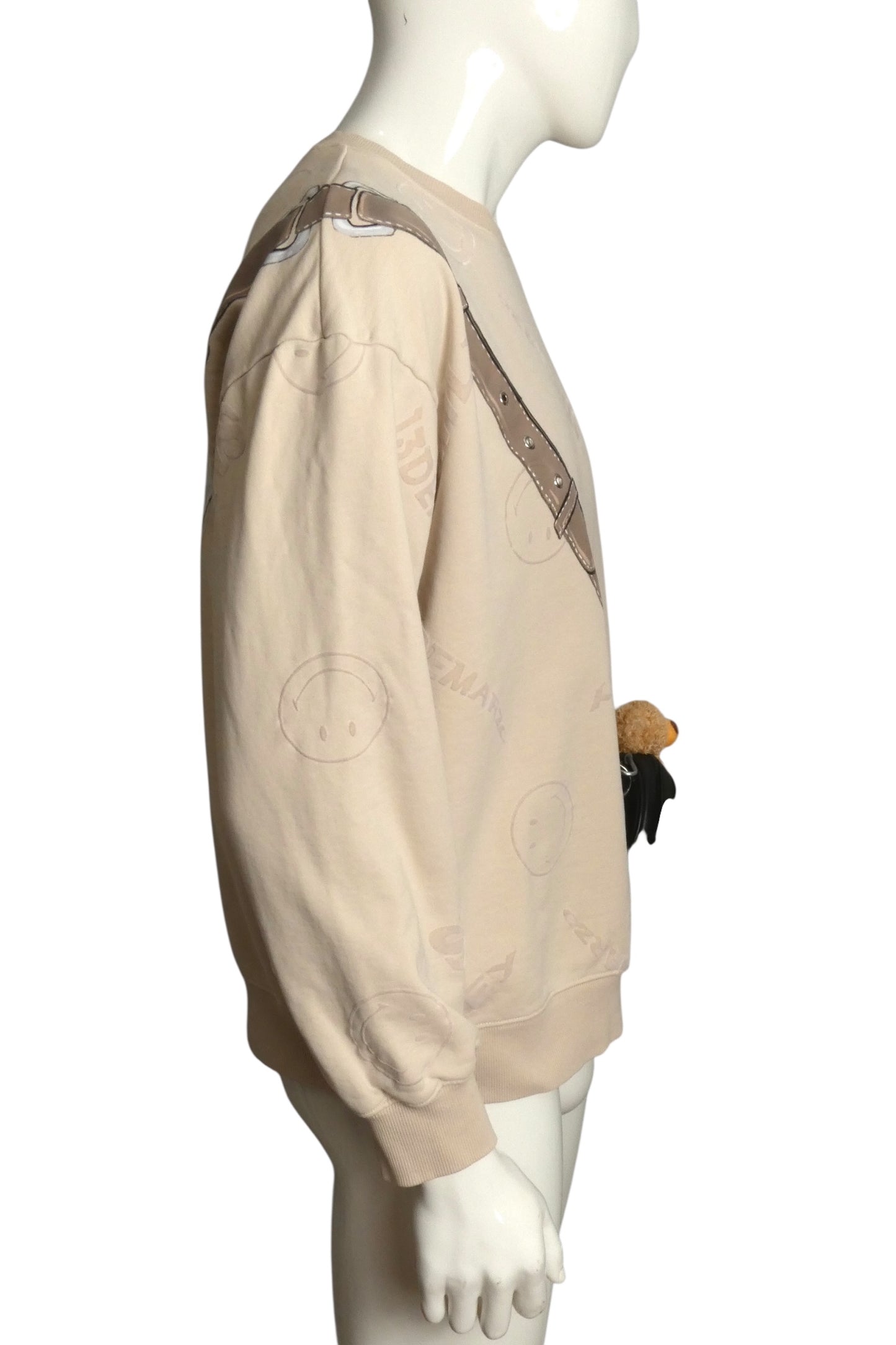 13DE MARZO X SMILEY- Cross Body Teddy Bear Sweatshirt, Size Medium