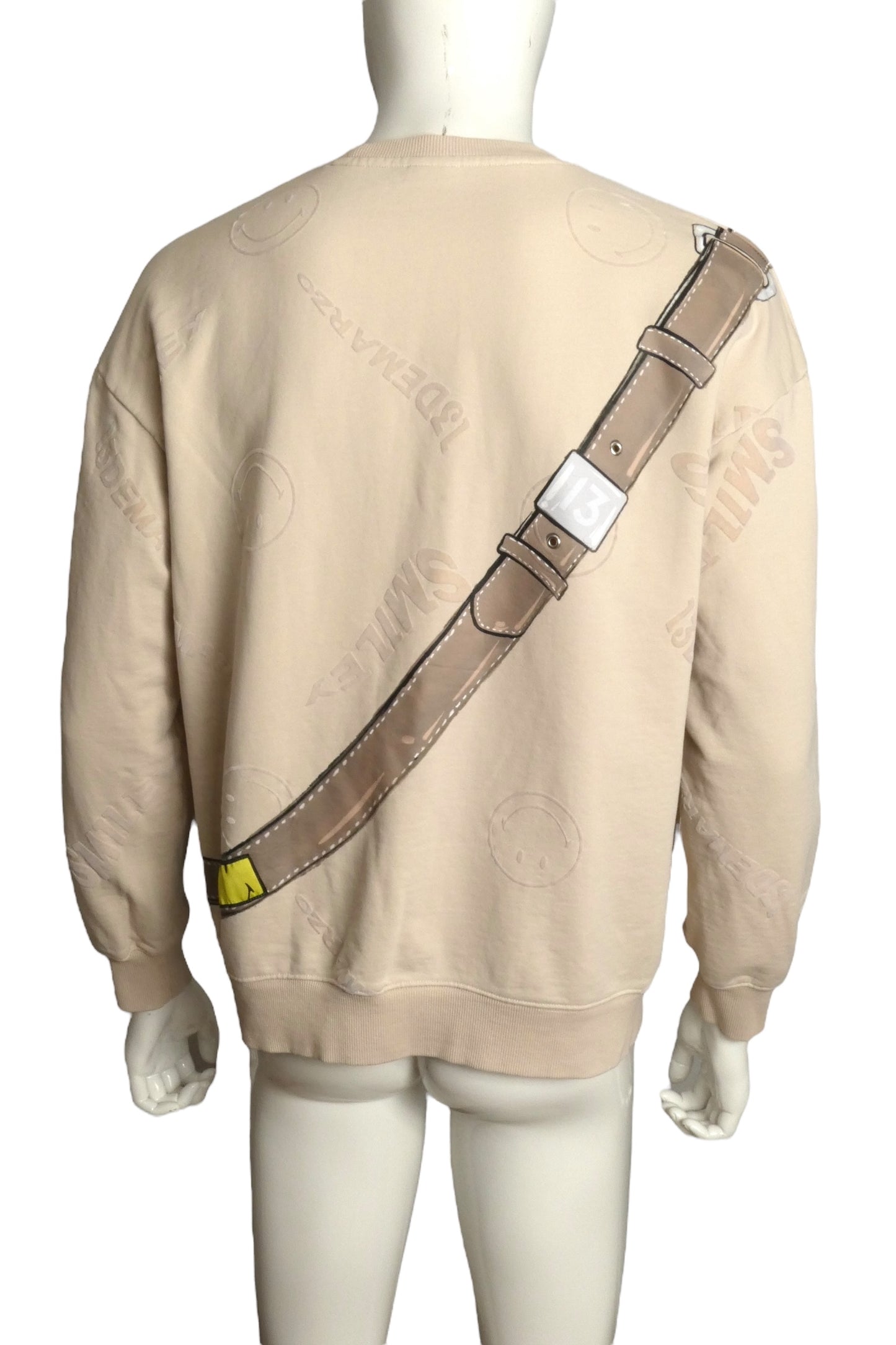 13DE MARZO X SMILEY- Cross Body Teddy Bear Sweatshirt, Size Medium