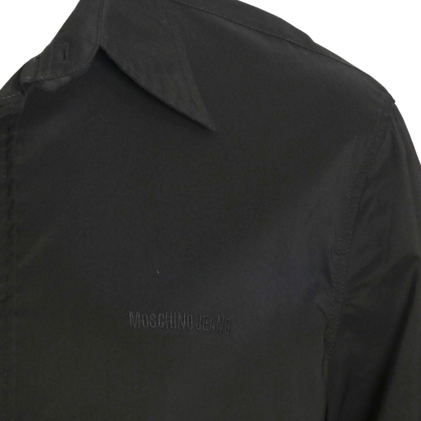 MOSCHINO JEANS- 1990s Black Cotton "Plumbers" Shirt, Size XL