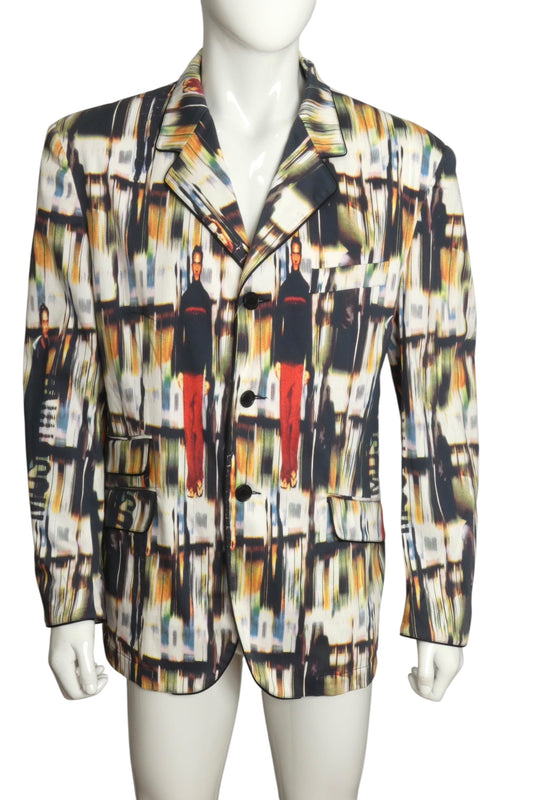 MOSCHINO JEANS- NWT Multi Color Printed Cotton Blazer, Size 2XL
