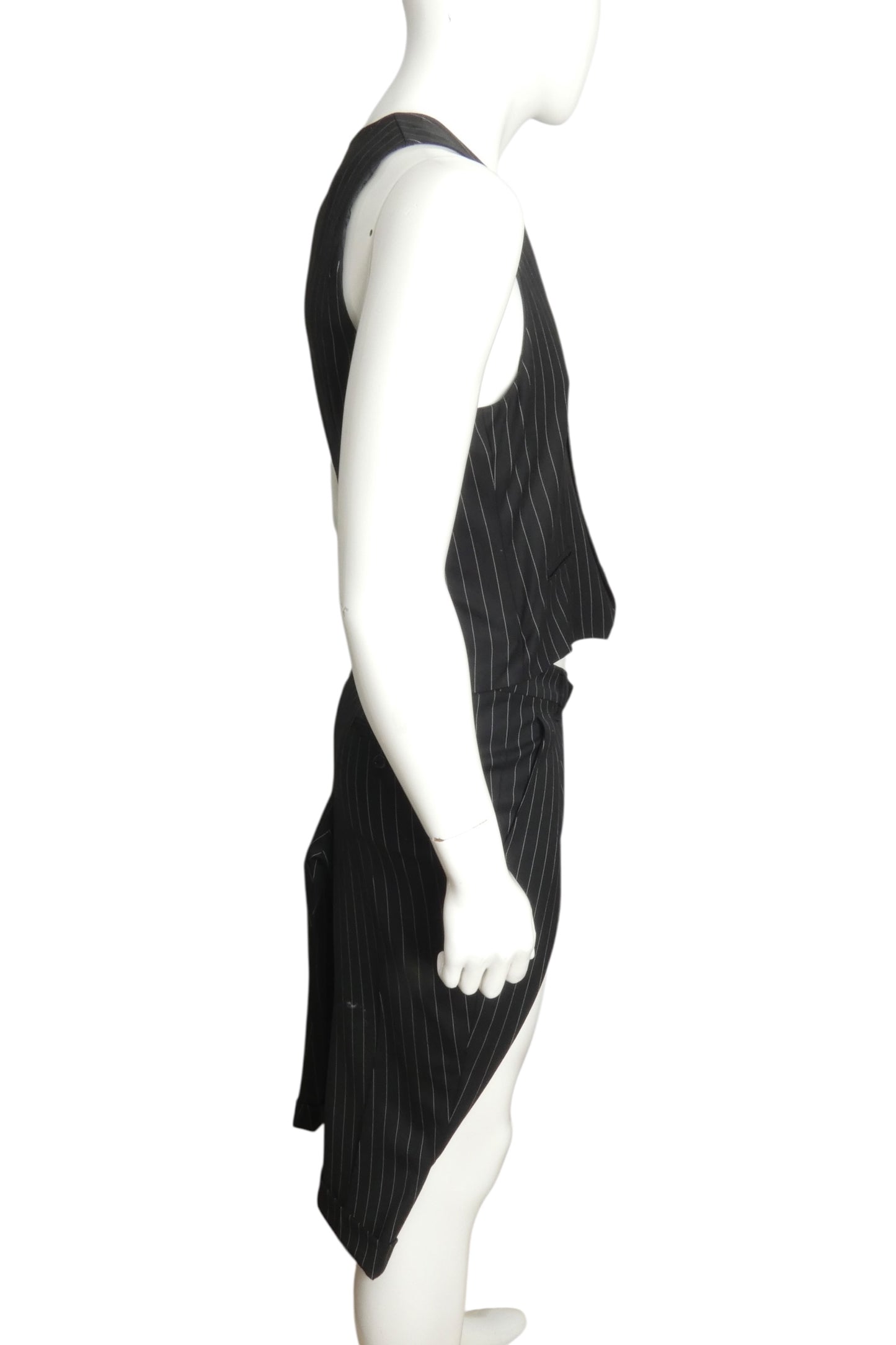 MOSCHINO COUTURE- 2018 Black Pinstripe Long Vest, Size XS