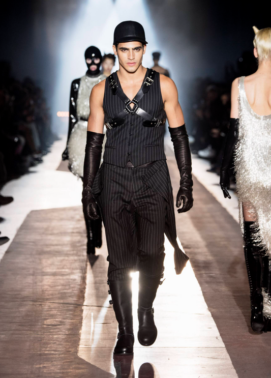 MOSCHINO COUTURE- 2018 Black Pinstripe Long Vest, Size XS