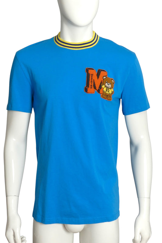 MOSCHINO COUTURE- 2022 Blue Letterman T-Shirt, Size Medium