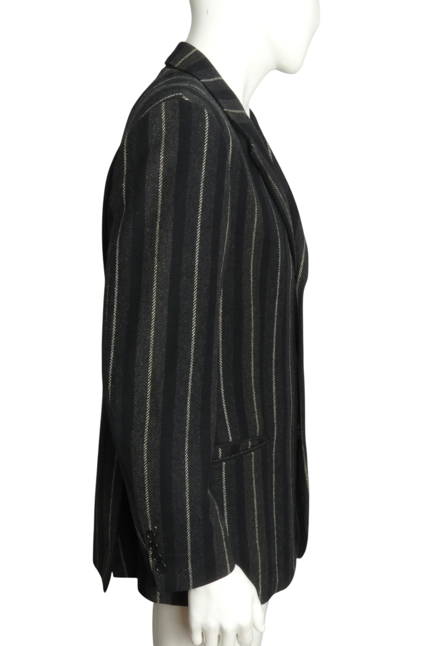 CHEAP & CHIC MOSCHINO- 1990s Wool Flannel Stripe Blazer, Size XL