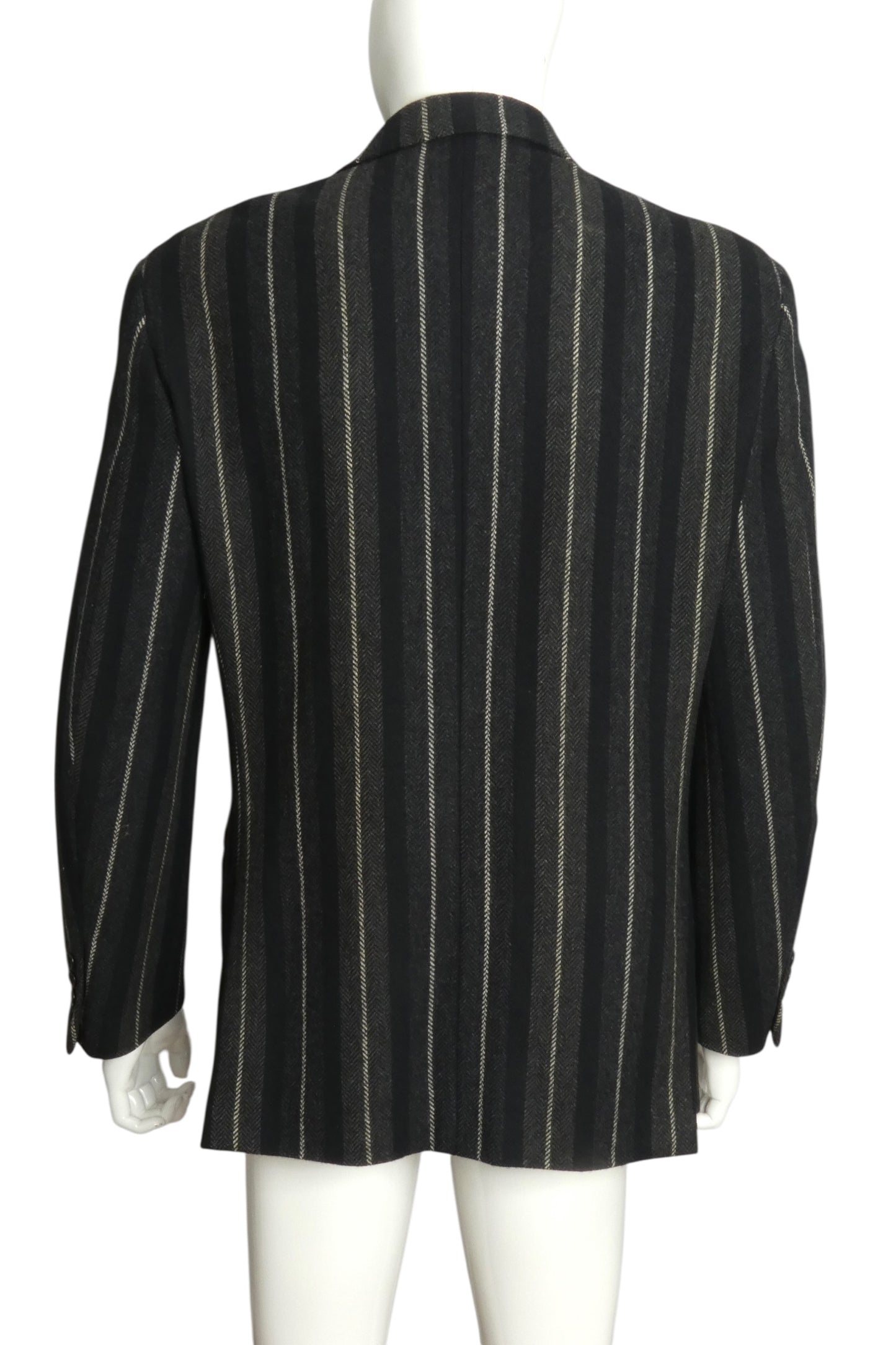 CHEAP & CHIC MOSCHINO- 1990s Wool Flannel Stripe Blazer, Size XL