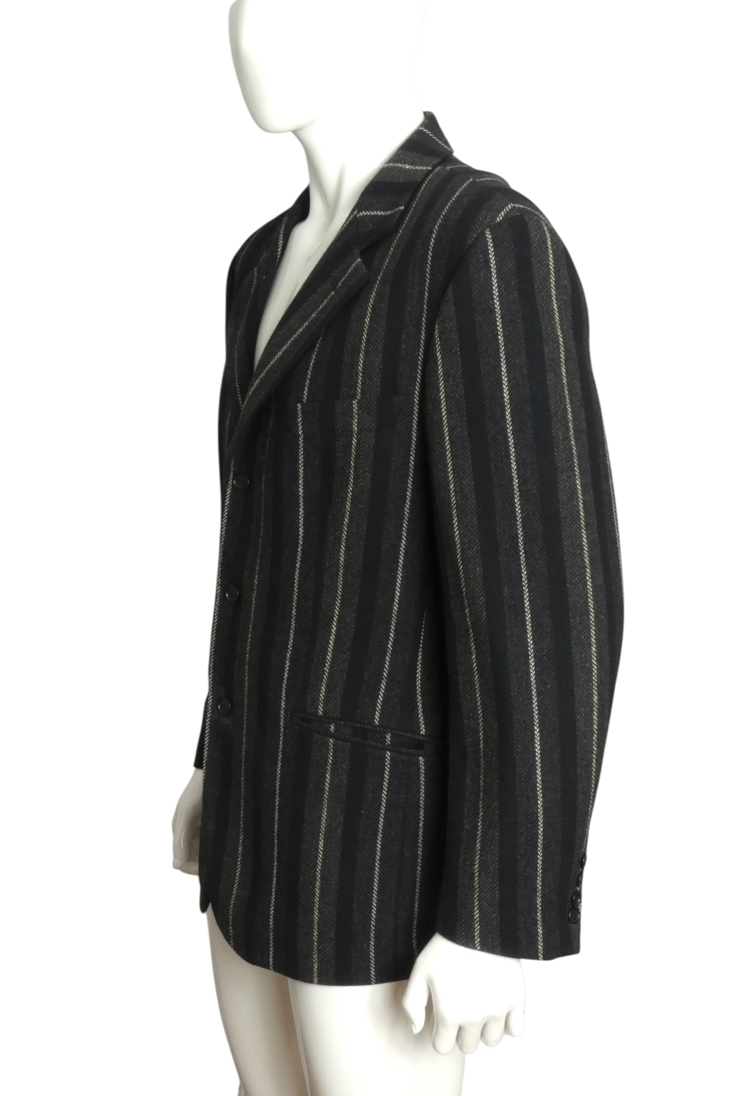 CHEAP & CHIC MOSCHINO- 1990s Wool Flannel Stripe Blazer, Size XL