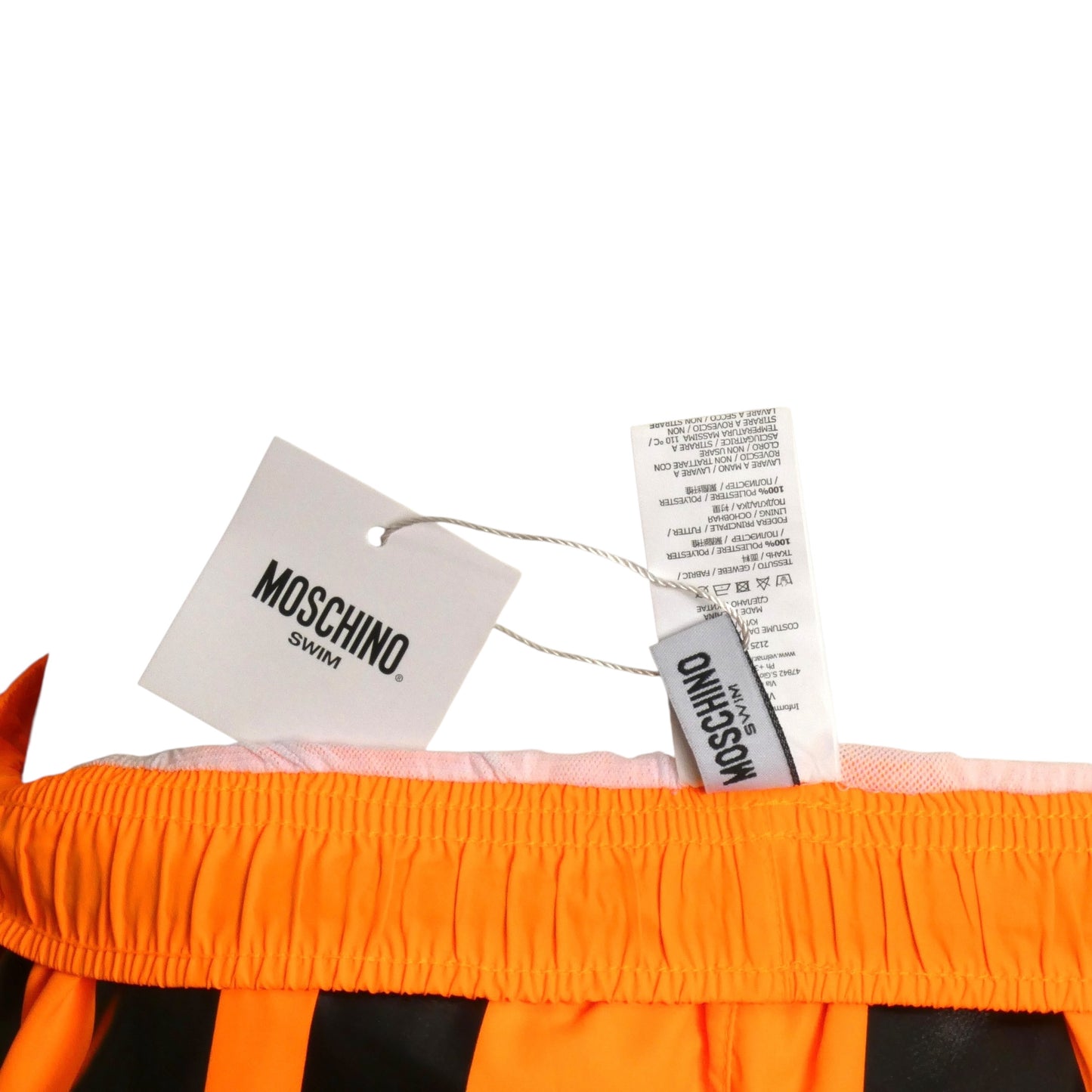 MOSCHINO SWIM- NWT Orange Fluorescent Swim Trunks, Size Medium