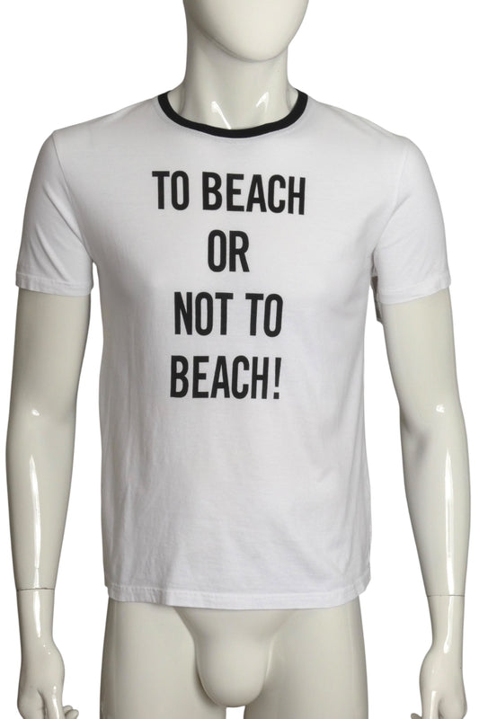 MOSCHINO SWIM- "To Beach or Not To Beach" T-Shirt, Size Medium