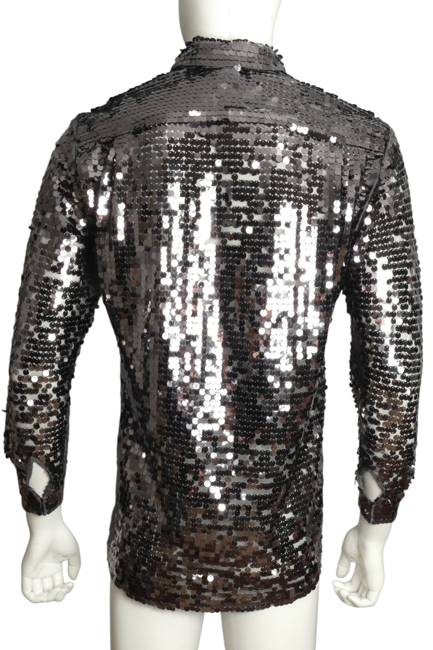 CHARLES JEFFREY LOVERBOY- Silver Sequin Shirt, Size Small