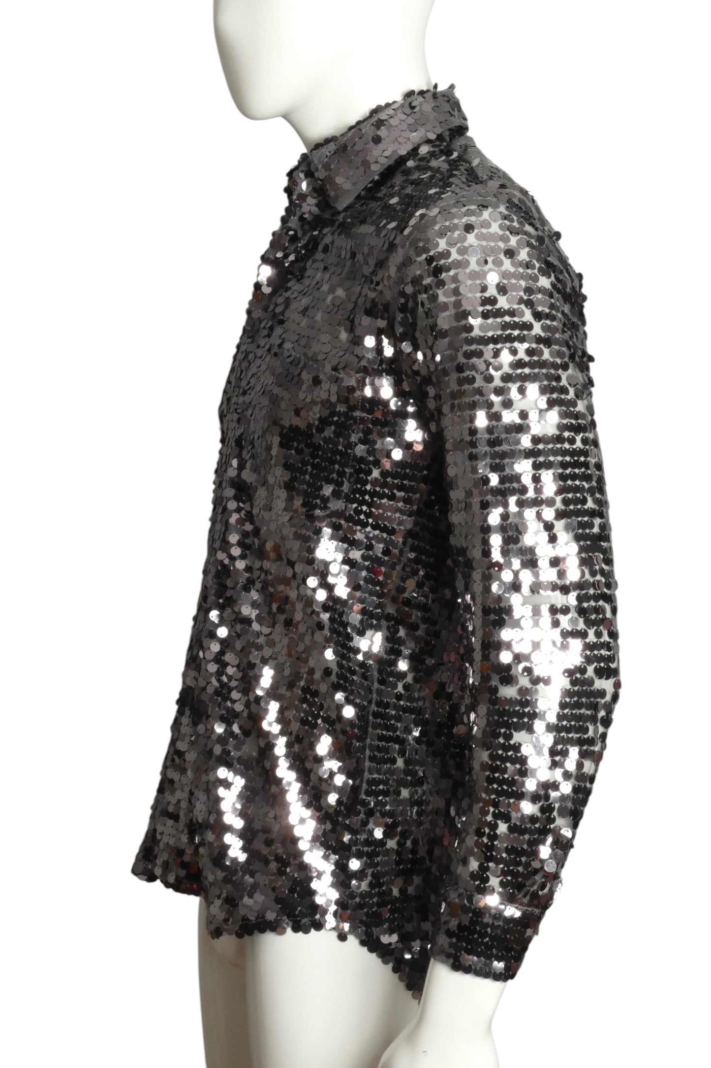 CHARLES JEFFREY LOVERBOY- Silver Sequin Shirt, Size Small