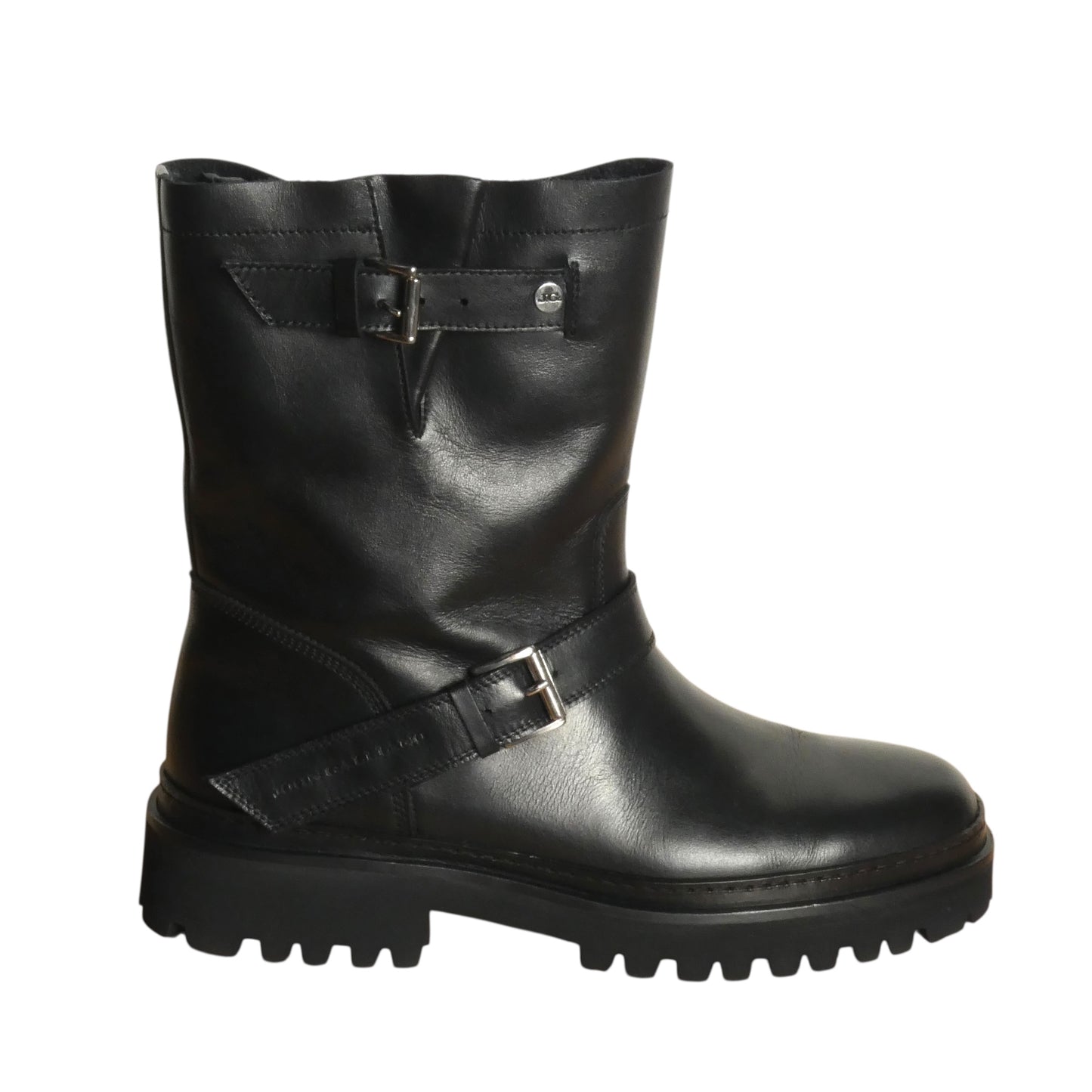 JOHN GALLIANO-Black Leather Moto Boots, Size-42
