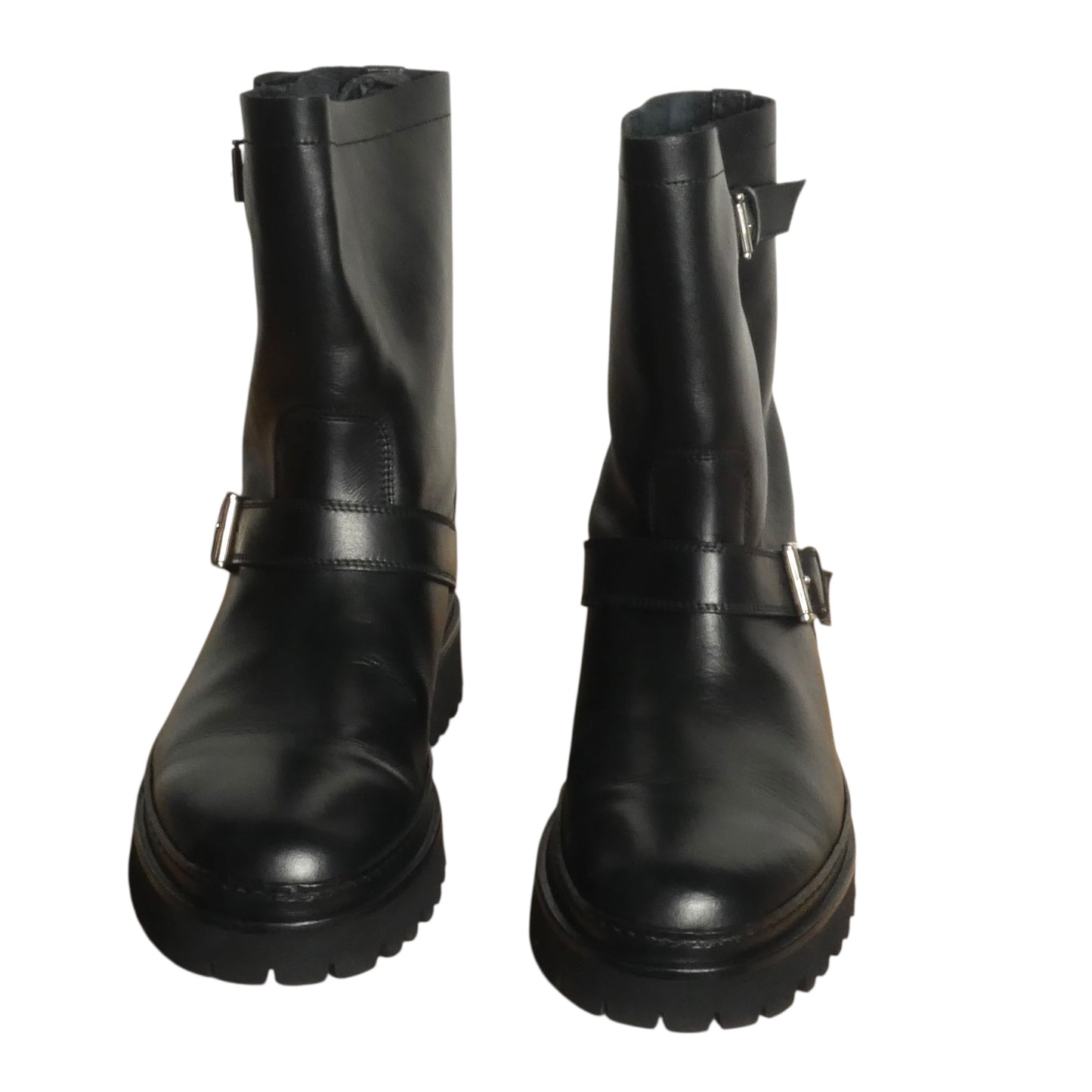JOHN GALLIANO-Black Leather Moto Boots, Size-42