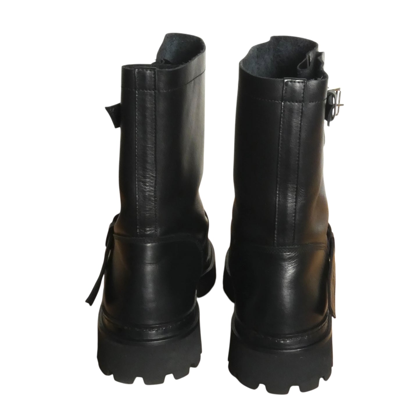 JOHN GALLIANO-Black Leather Moto Boots, Size-42