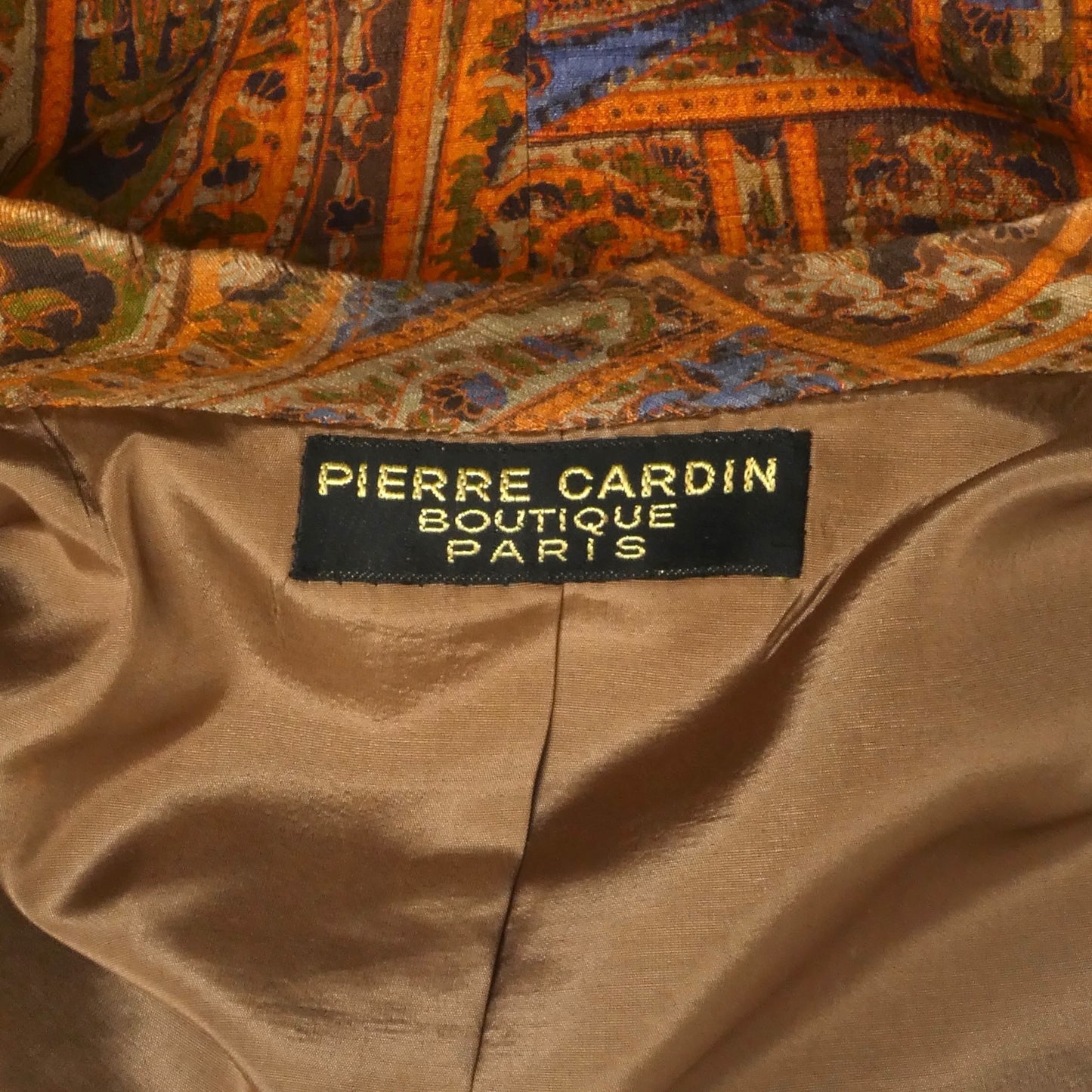 PIERRE CARDIN BOUTIQUE - 1960s Silk Print Nehru Jacket, Size-Medium