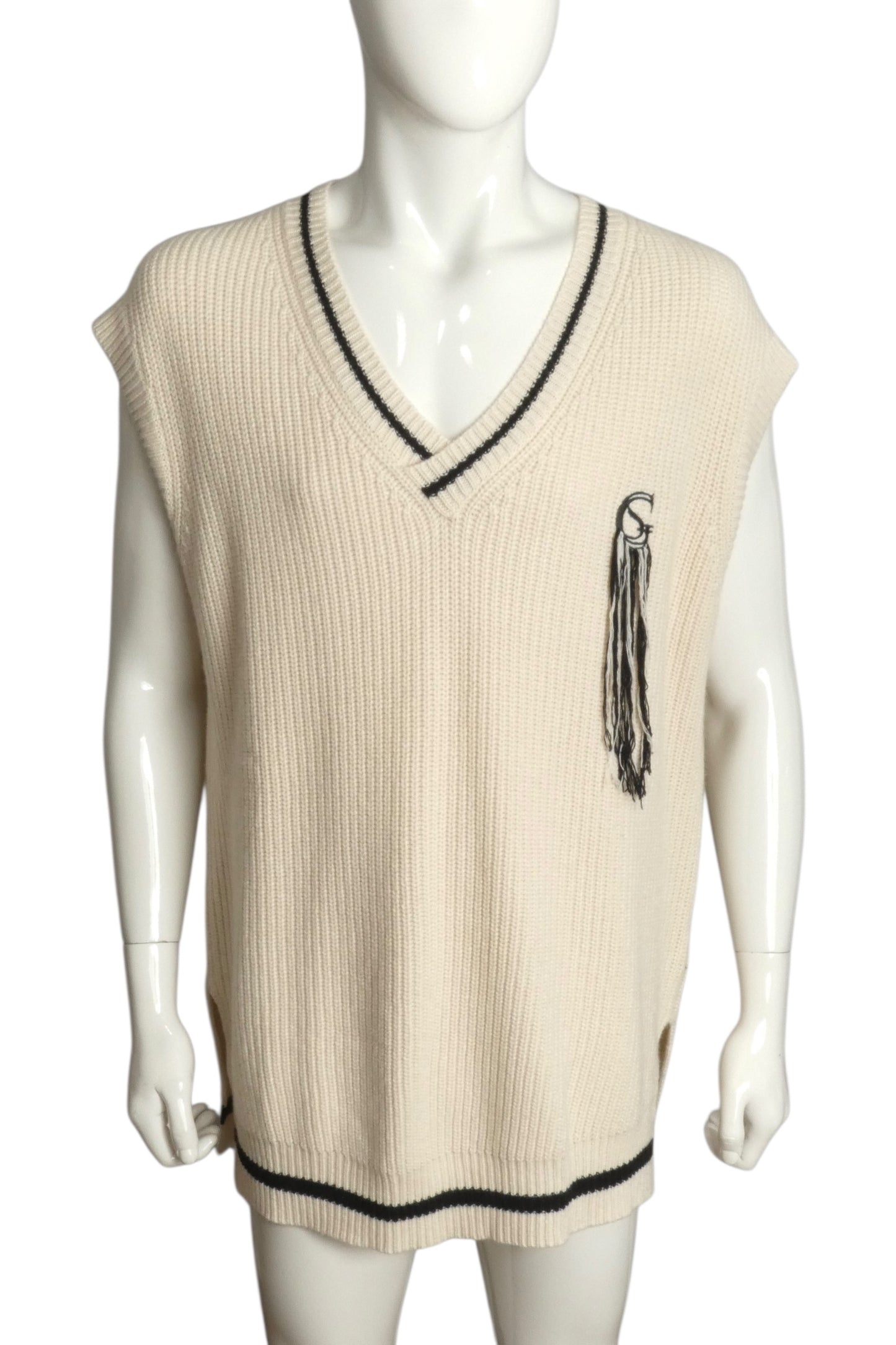 SANS GENE-NWT Ivory Oversized Cable Knit Sweater Vest, Size Large