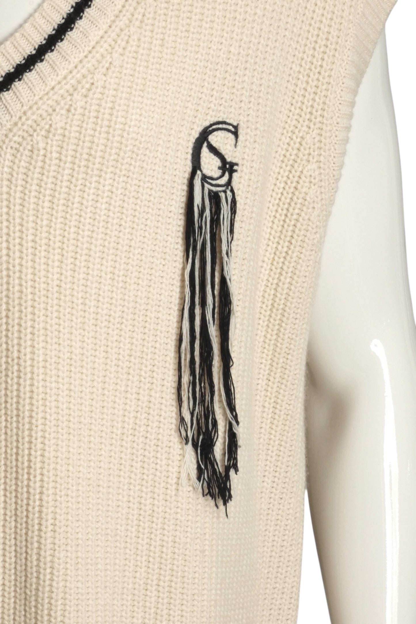 SANS GENE-NWT Ivory Oversized Cable Knit Sweater Vest, Size Large