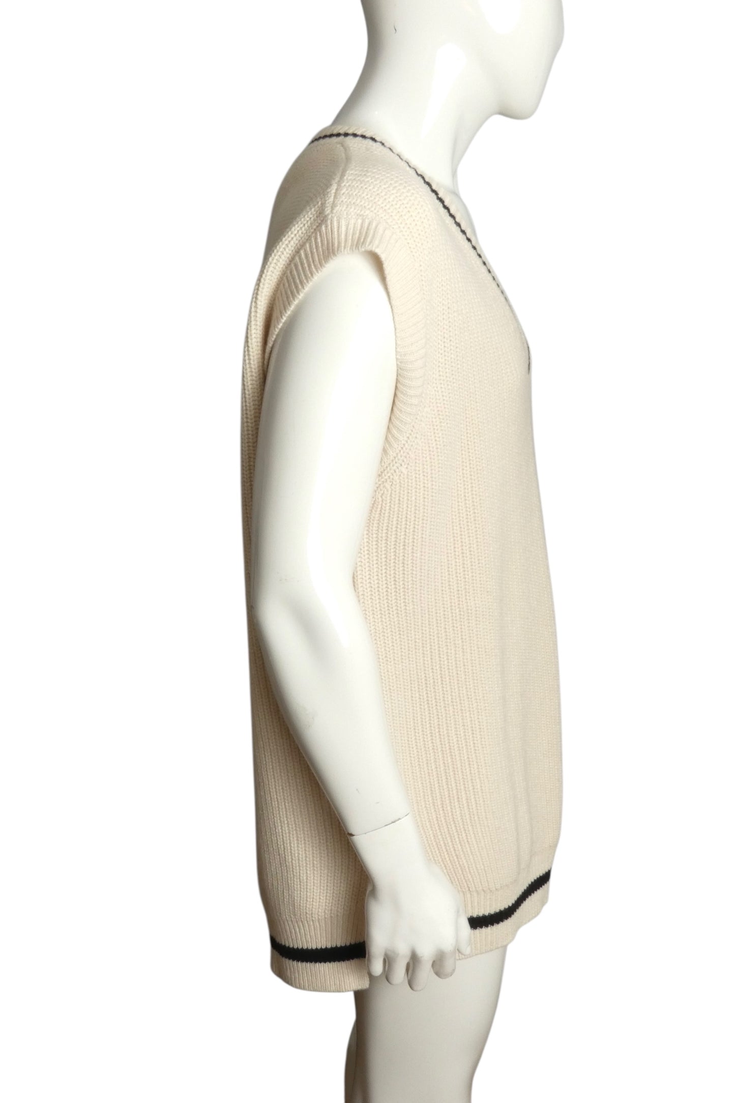 SANS GENE-NWT Ivory Oversized Cable Knit Sweater Vest, Size Large